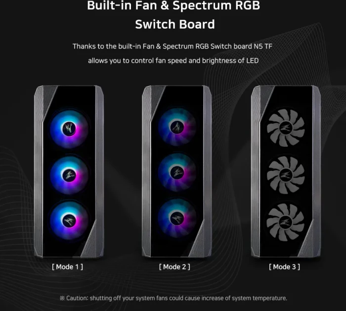 Zalman N5 TF, schwarz, Glasfenster