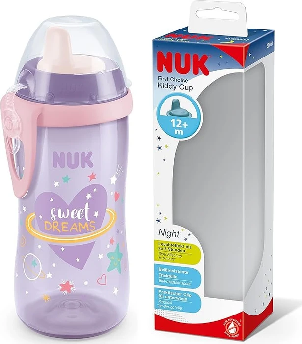 NUK Night Kiddy Cup Sweet Dreams Trinkflasche, 12+M, 300ml