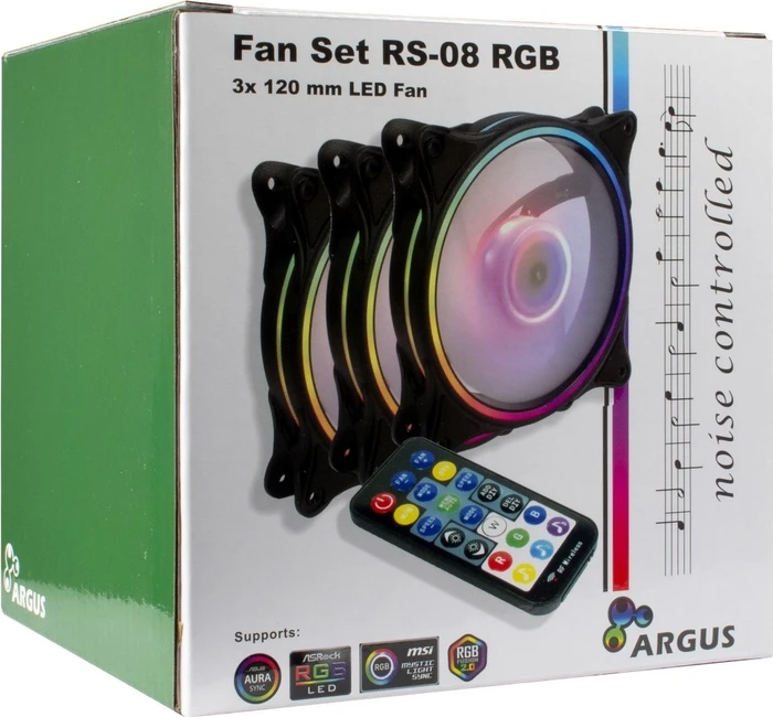 Inter-Tech Argus RS-08, LED-Steuerung, Fernbedienung, 120mm, 3er-Pack