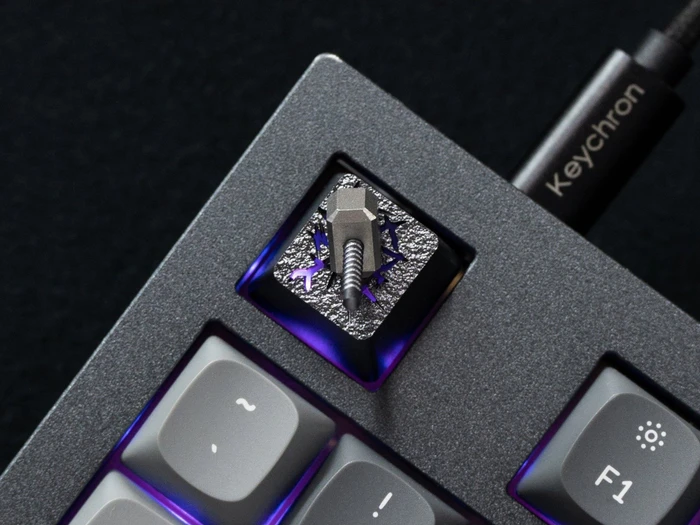 Keychron Hammer Alu Alloy Artisan Keycap, Acryl, Aluminium, Titanium, schwarz/silber, 1 Taste