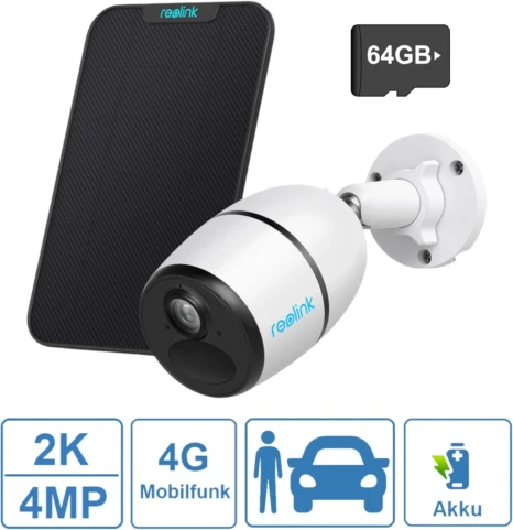 Reolink Go Plus 4G/LTE 2K 4MP HD, Serie G330, inkl. 64GB microSD und Solarpanel