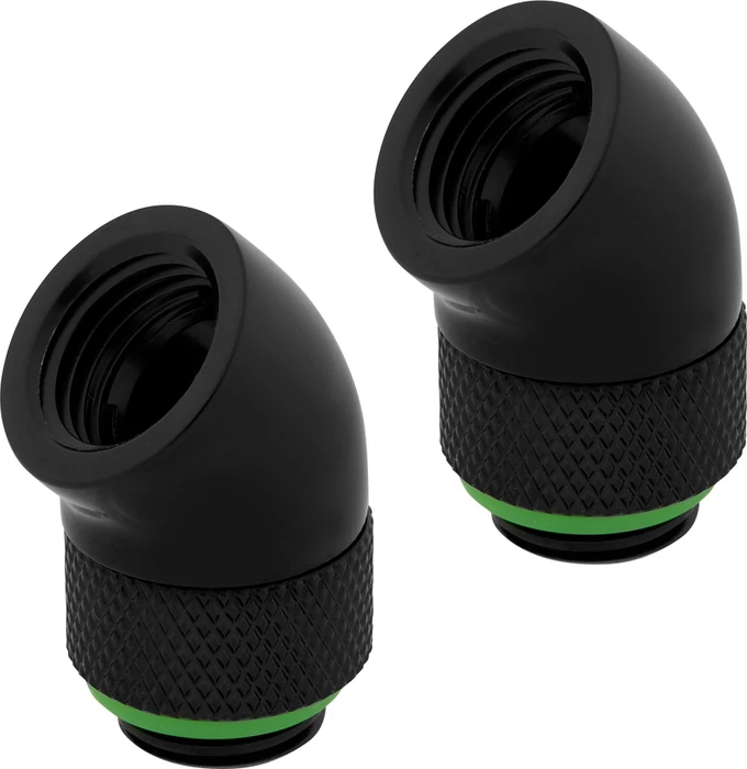 Corsair Hydro X Series XF Hardline, Winkeladapter 45° G1/4", schwarz, 2er-Pack