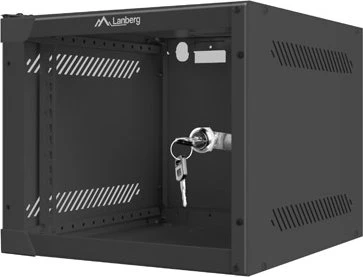Lanberg WF10 Series 10" Rack Wandschrank 4HE, hängend, Flatpack, Glastür, IP20, RAL 9004, 310mm tief