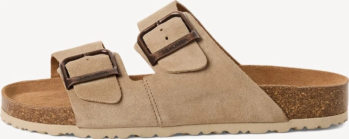 Tamaris Leder Pantolette taupe (Damen)