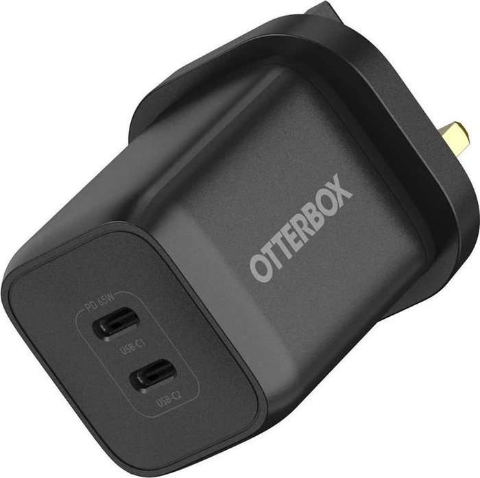 Otterbox USB-C zwei Anschlüsse 65W Wandladegerät Fast Charge Standard (UK) schwarz