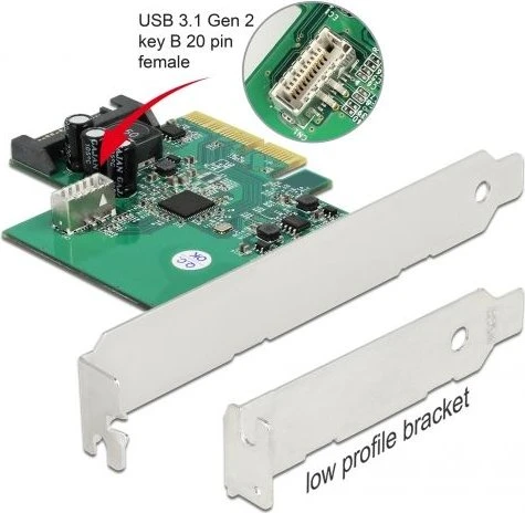 DeLOCK intern 20-Pin Key-B USB 3.1, PCIe 3.0 x4