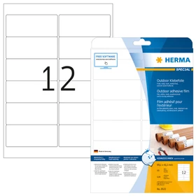 Herma Etiketten Outdoor, 99.1x42.3mm, wetterfest, weiß, matt, 10 Blatt (120 Etiketten)