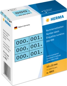 Herma Zahlenetiketten dreifach, 22x10mm, schwarz/hellblau, 1er-Pack (3000 Etiketten)
