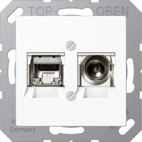 Jung Smart-TV-Anschlussdose Unterputz, 1x RJ-45/1x Koaxial