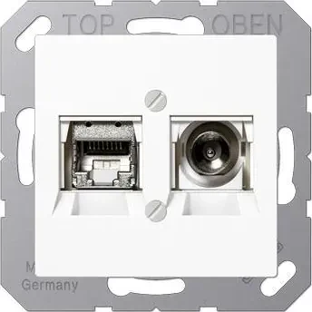 Jung Smart-TV-Anschlussdose Unterputz, 1x RJ-45/1x Koaxial