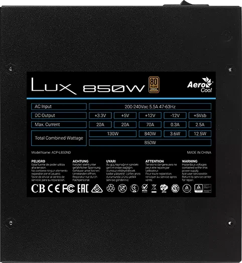 AeroCool Lux 850W, ATX 2.4