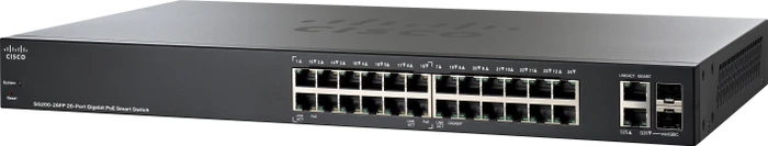 Cisco SG200 Rackmount Gigabit Smart Switch, 24x RJ-45, 2x RJ-45/SFP, 180W PoE