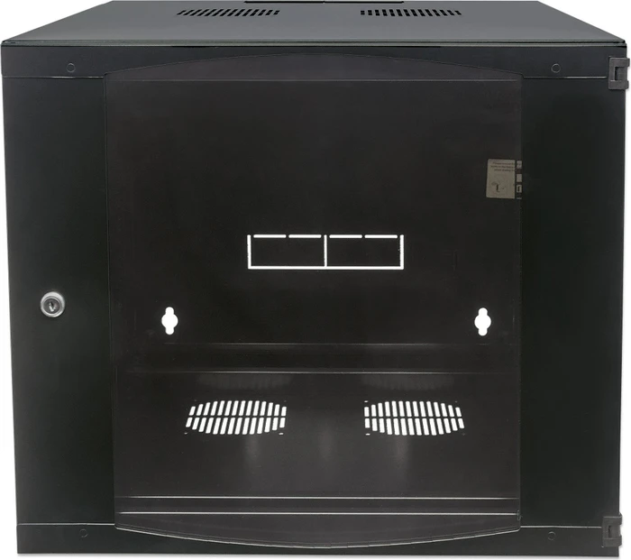 Intellinet Wandschrank 9HE, mit Schwenkrahmen, Sicherheitsglastür, schwarz, 450mm tief