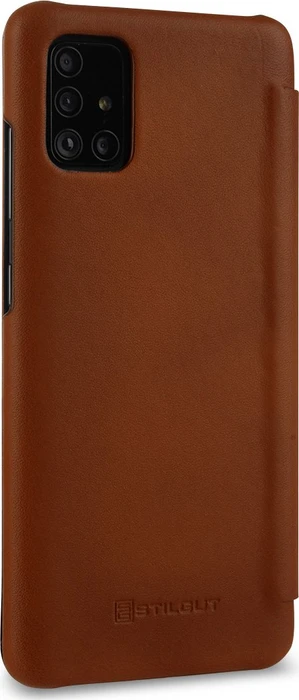 Stilgut Book Type Leather Case für Samsung Galaxy A51 braun