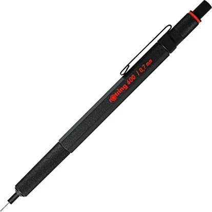 rOtring 600 Feinminen Druckbleistift HB 0.7mm graphit, schwarz, Radierer