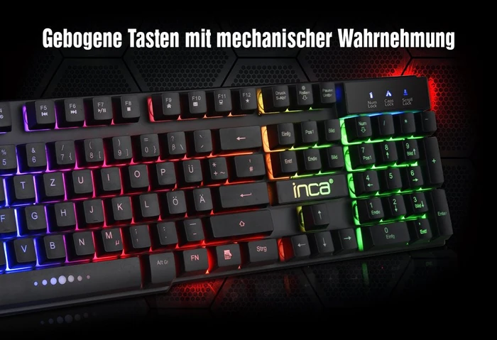 Inca IKG-446 Gaming Keyboard, schwarz, LEDs RGB, USB, DE