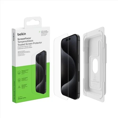Belkin ScreenForce Tempered Glass Treated Screen Protector für Apple iPhone 15 Pro