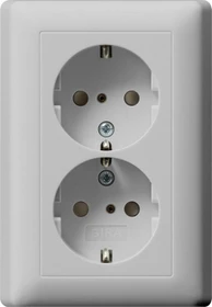 Gira SCHUKO-Doppelsteckdose 16A 250V mit Vollplatte, grau matt