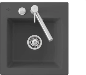 Villeroy & Boch Subway 45 XS Einbau Becken mittig mit Ablauffernbedienung graphite