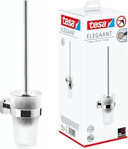 tesa Elegaant WC-Garnitur-Set inkl. Klebelösung chrom/weiß