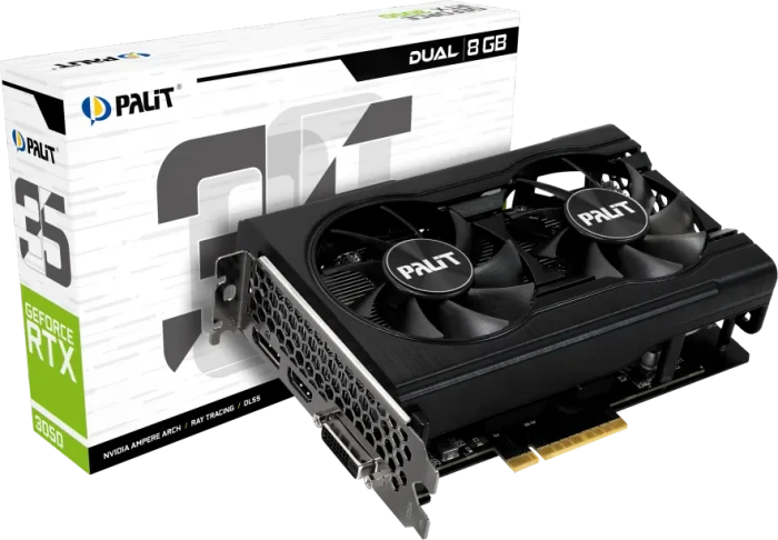 Palit GeForce RTX 3050 Dual / Dual V1 (GA107), 8GB GDDR6, DVI, HDMI, DP