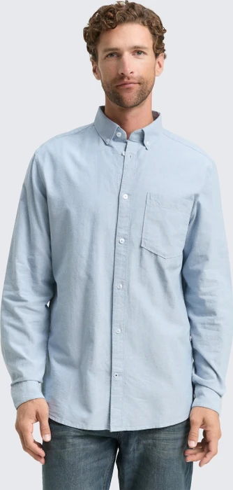 Tom Tailor Regular Fit Logo-Stickerei Hemd langarm light blue white chambray (Herren)