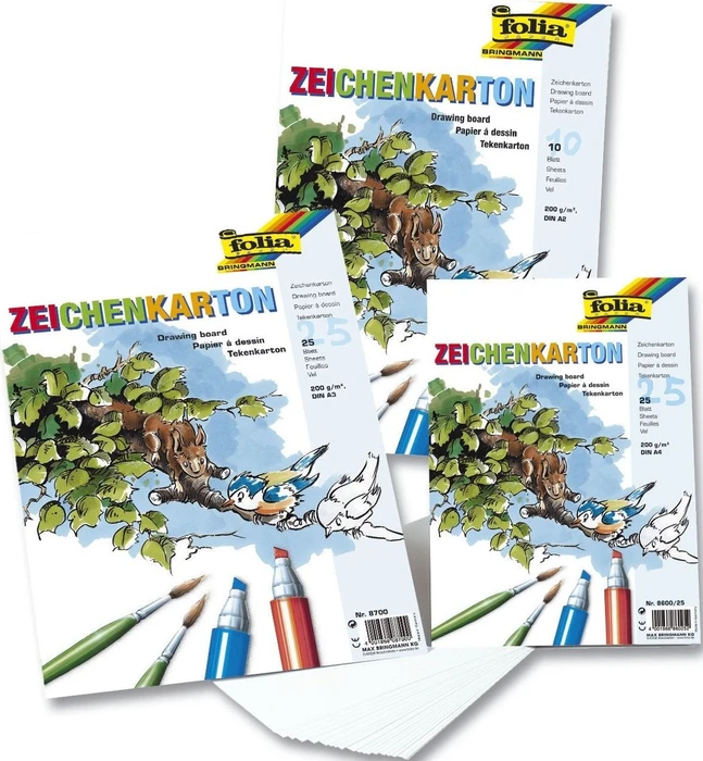 Folia Zeichenkarton, A3, glatt, weiß, 25 Blatt