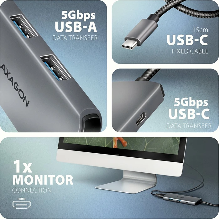 Axagon 5in1 Hub, USB-C 3.0 [Stecker]