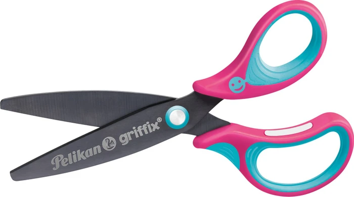 Pelikan griffix Schulschere, Universalschere, Rechtshänder, 140mm, türkis/rosa