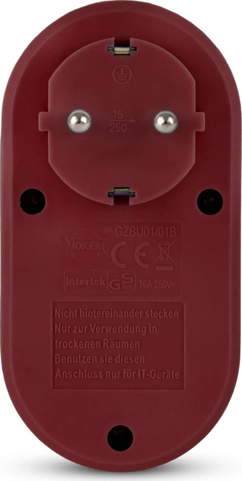Entac Steckdosenadapter mit 2x USB-A, 1-fach, Burgundy