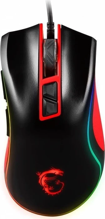 MSI M92 RGB Gaming Mouse, schwarz/rot, USB