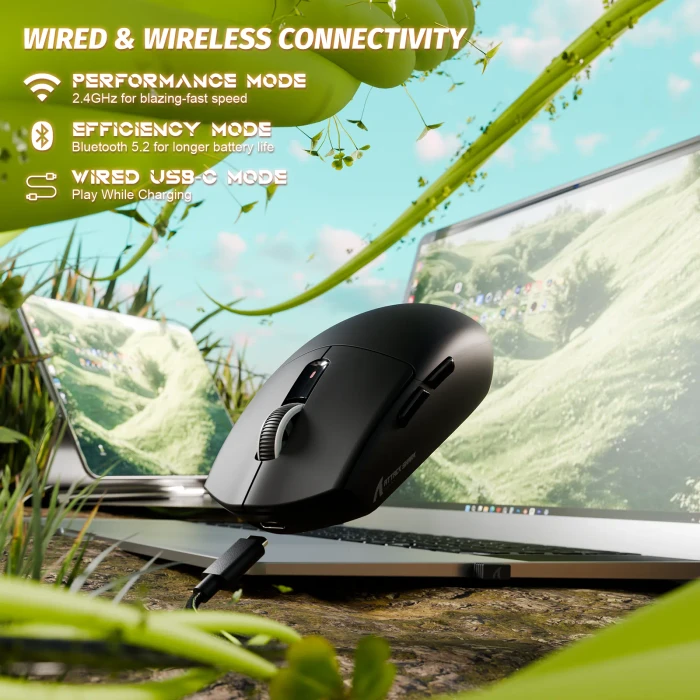 Attack Shark G3 Tri-mode Wireless Gaming Mouse, Black, USB/Bluetooth