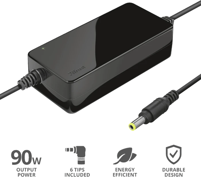 Trust Primo Notebook Power Adapter, Hohlstecker mit Wechseladapter, 90W