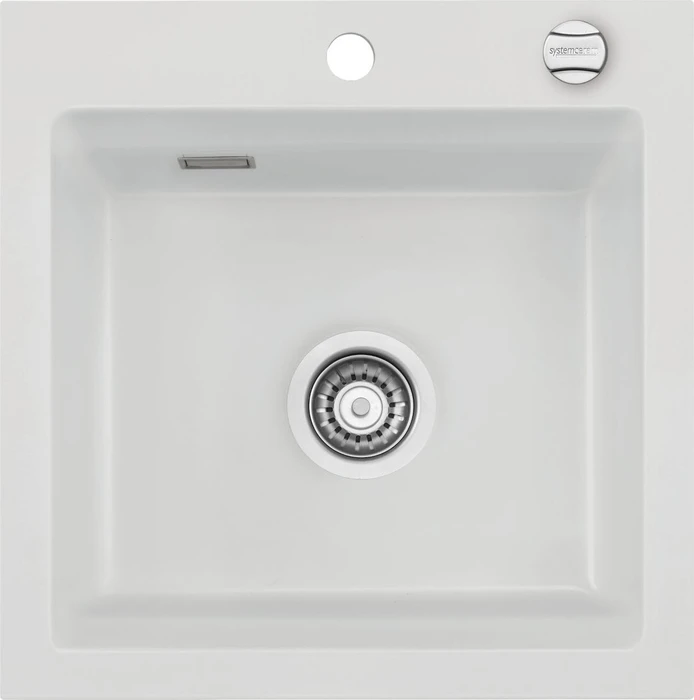 systemceram Kara 51 F Einbau Becken mittig mit Ablauffernbedienung satin