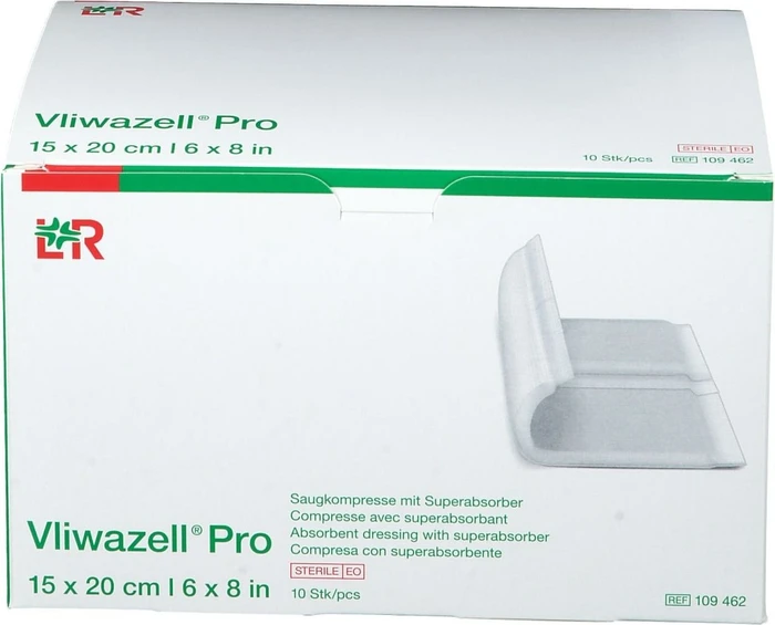 Lohmann & Rauscher Vliwazell Pro Saugkompressen mit Superabsorber steril