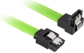 Sharkoon Sleeve Kabel SATA 6Gb/s, 0.45m, grün, gewinkelt mit Arretierung