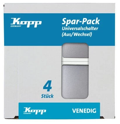 Kopp Venedig Profi-Pack: 4 Universalschalter, platin