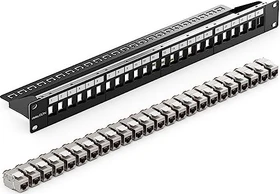 deleyCON Patchpanel für Keystone Module 19", 1HE, inkl. RJ-45 Cat7 Module, 24-Port, 19", 1HE