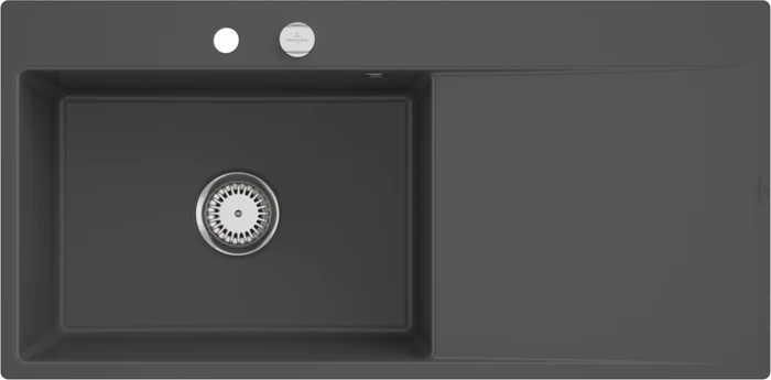 Villeroy & Boch Subway Style 60 flat flächenbündig Becken links mit Ablauffernbedienung graphite