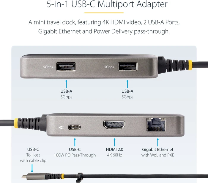 StarTech USB-C 5-in-1 Multiport-Adapter, USB-C 3.0 [Stecker]