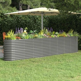 vidaXL Stahl Hochbeet oval 322x40cm grau