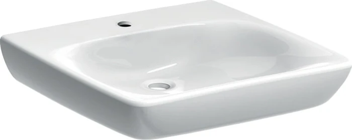 Geberit Renova Comfort Waschtisch barrierefrei 60cm, Hahnloch mittig, ohne Überlauf, weiß/KeraTect