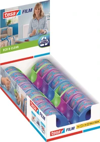 tesa tesafilm eco & clear transparent, Klebestreifen-Abroller/Klebestreifen, 19mm/10m, 16 Stück