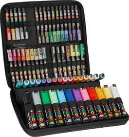 Uni-Ball POSCA Acryl-Farbmarker sortiert, Kollektionsset, Koffer, 60 Stück