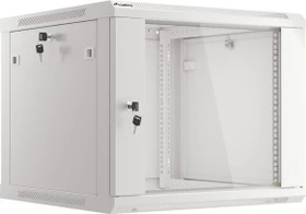 Lanberg WF01 Series 19" Wandschrank 9HE, hängend, Flatpack, V2, Glastür, IP20, RAL 7035, 600mm tief