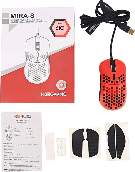 HK Gaming Mira-S Gaming Mouse Monza rot/schwarz, USB