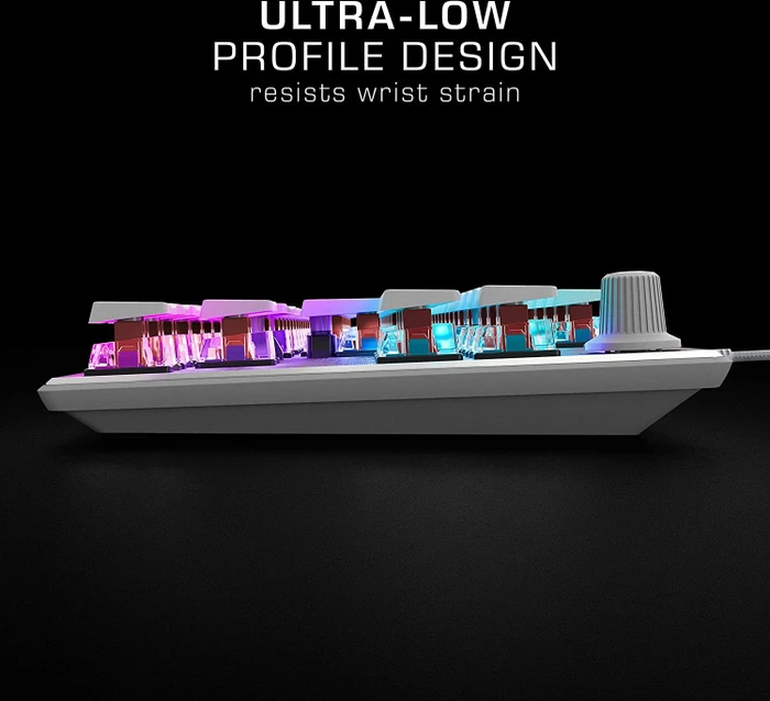 Roccat Vulcan TKL Pro, LEDs RGB, Arctic White, weiß/silber, Titan Optical Linear, USB, DE