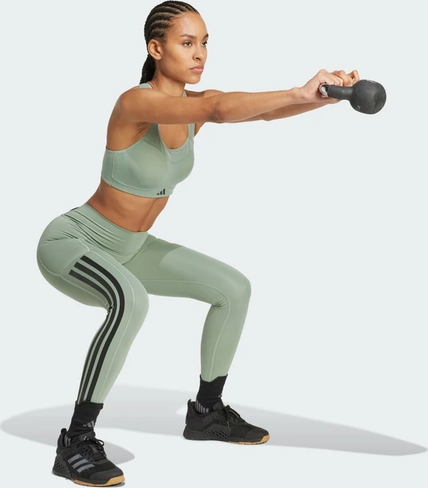 adidas Optime 3-Streifen Hose lang silver green (Damen)