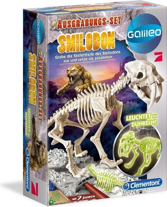 Clementoni Galileo Ausgrabungsset Smilodon fluoreszierend