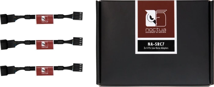Noctua NA-SRC7, Low-Noise, 4-Pin Verlängerung, sleeved, 11cm, schwarz, 3er-Pack
